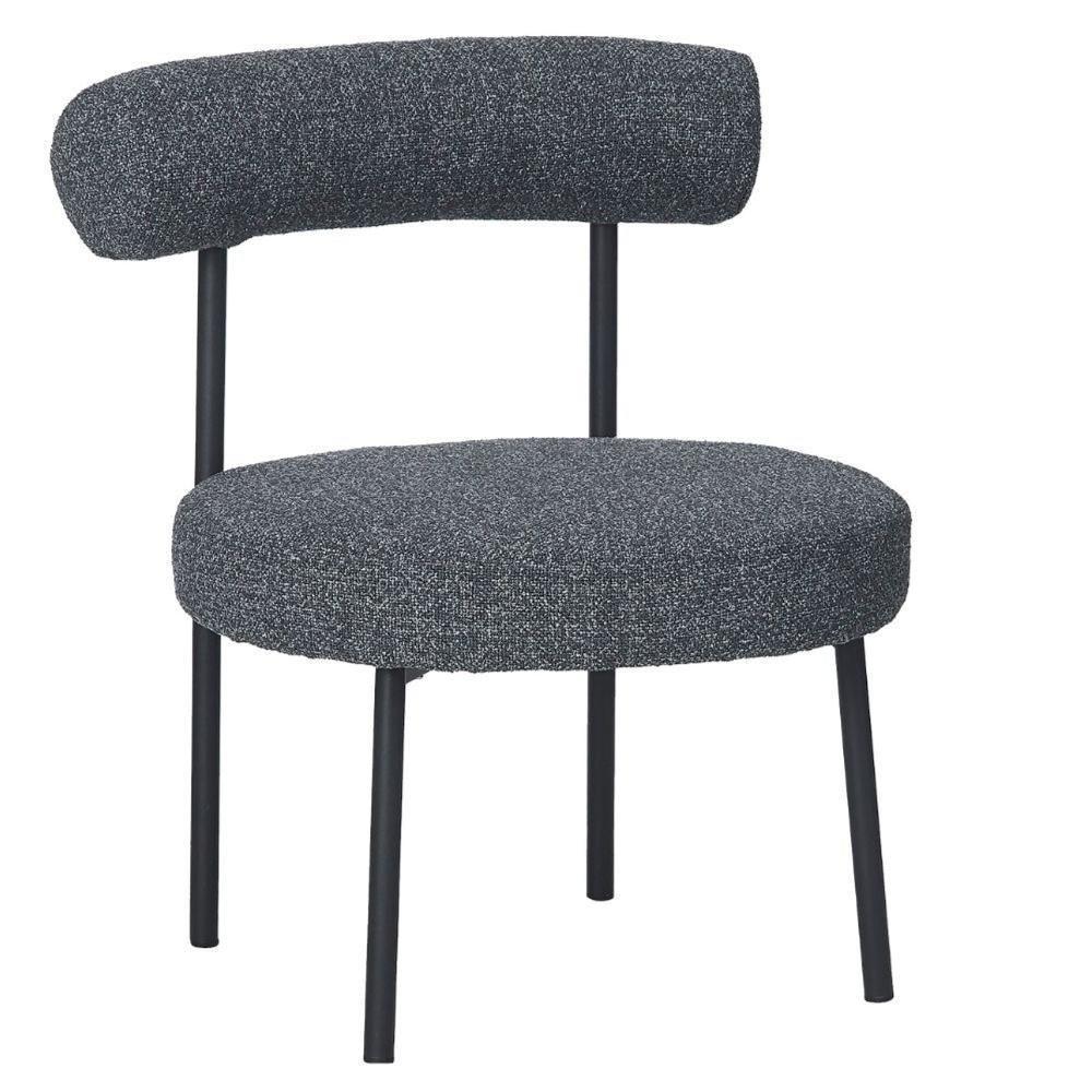 Kit 2 Poltronas Moma Fratini Assento E Encosto Revestidos Em Linho Rústico Grafite Aço Preto - 5