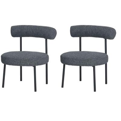 Kit 2 Poltronas Moma Fratini Assento E Encosto Revestidos Em Linho Rústico Grafite Aço Preto