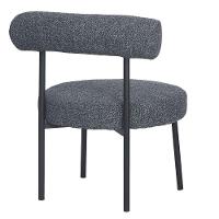 Kit 2 Poltronas Moma Fratini Assento E Encosto Revestidos Em Linho Rústico Grafite Aço Preto