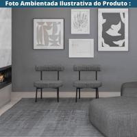 Kit 2 Poltronas Moma Fratini Assento E Encosto Revestidos Em Linho Rústico Grafite Aço Preto - 6