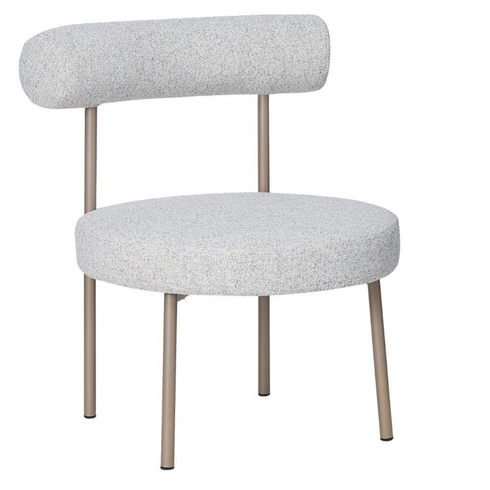 Kit 2 Poltronas Moma Fratini Assento E Encosto Revestidos Em Linho Rústico Claro Aço Champagne - 2