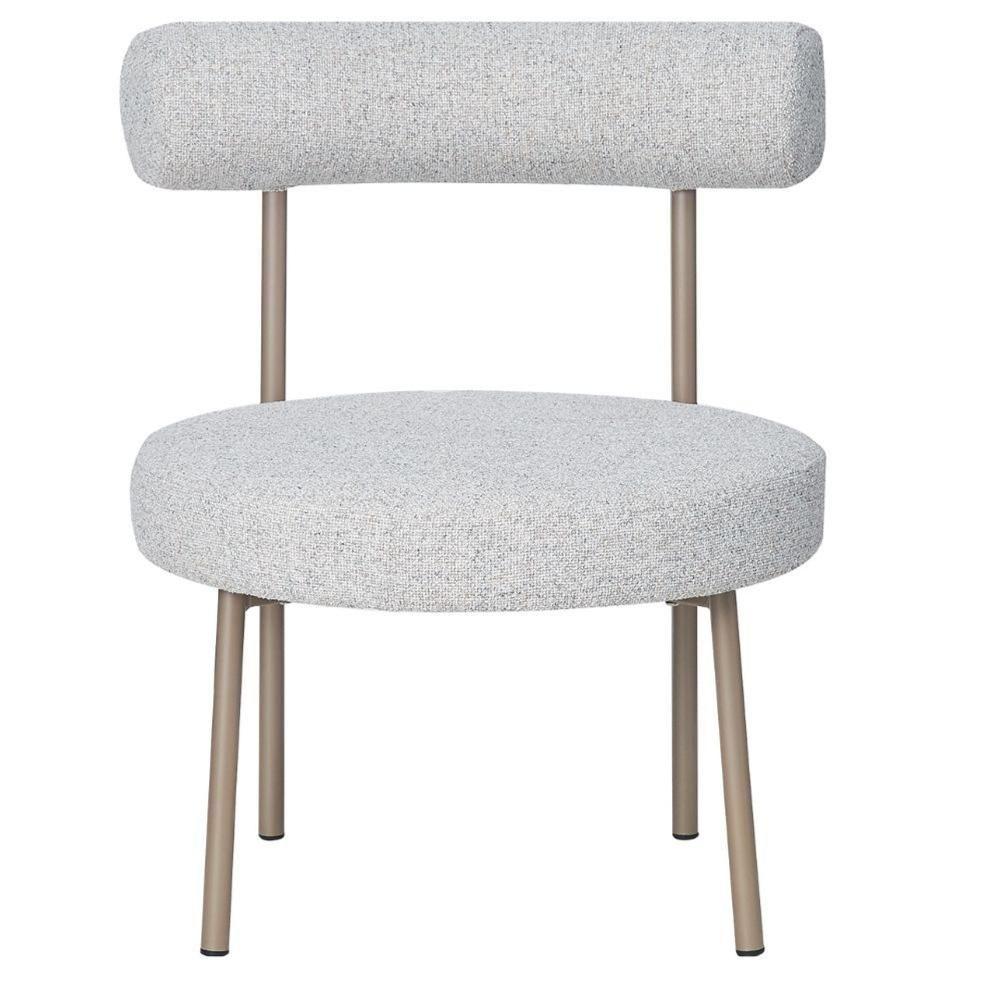 Kit 2 Poltronas Moma Fratini Assento E Encosto Revestidos Em Linho Rústico Claro Aço Champagne - 3