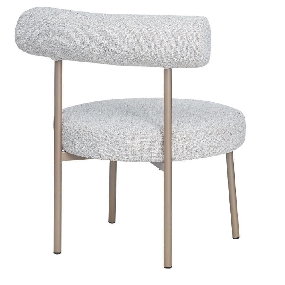 Kit 2 Poltronas Moma Fratini Assento E Encosto Revestidos Em Linho Rústico Claro Aço Champagne - 5