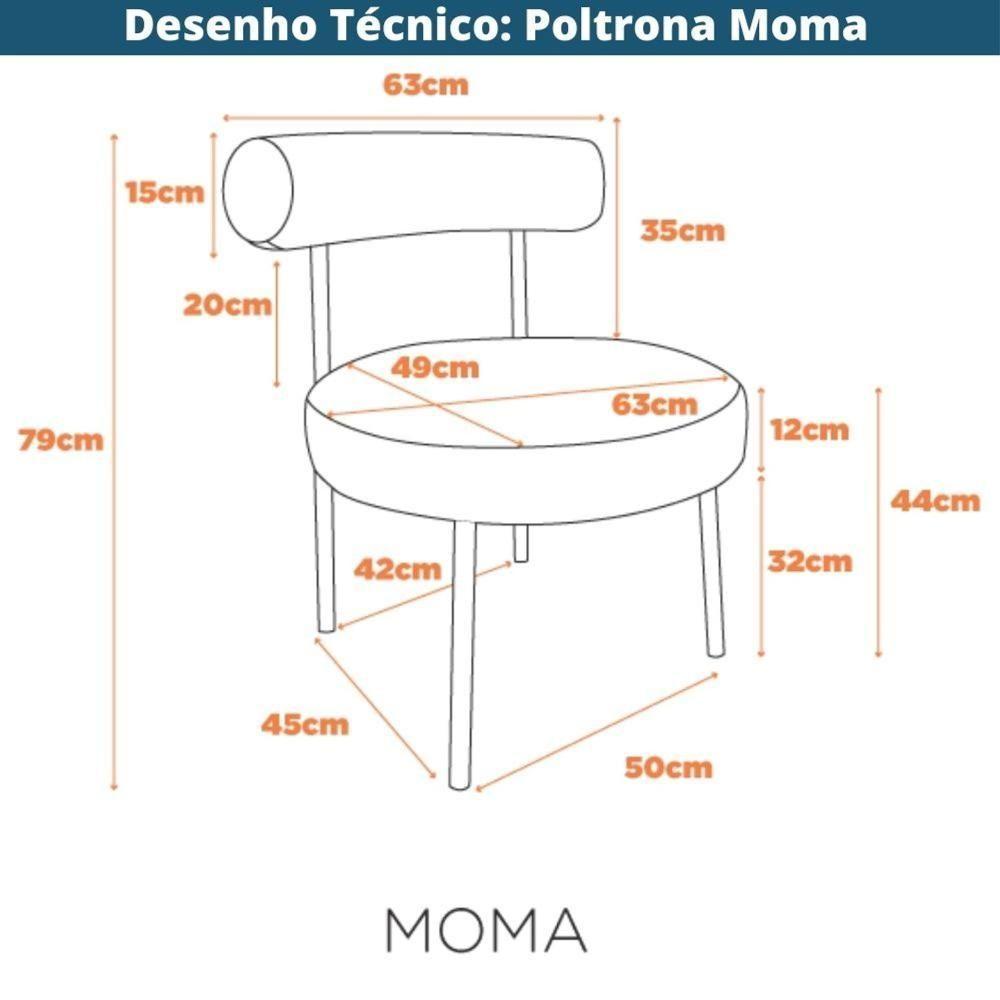 Kit 2 Poltronas Moma Fratini Assento E Encosto Revestidos Em Linho Rústico Claro Aço Champagne - 10