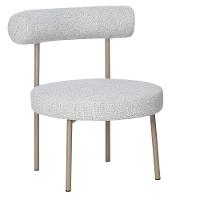 Kit 2 Poltronas Moma Fratini Assento E Encosto Revestidos Em Linho Rústico Claro Aço Champagne - 2