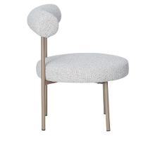 Kit 2 Poltronas Moma Fratini Assento E Encosto Revestidos Em Linho Rústico Claro Aço Champagne