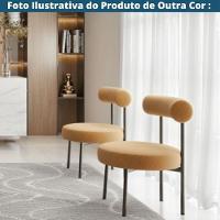 Kit 2 Poltronas Moma Fratini Assento E Encosto Revestidos Em Linho Rústico Claro Aço Champagne - 8