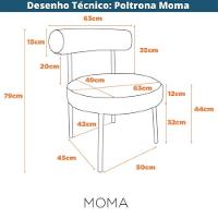 Kit 2 Poltronas Moma Fratini Assento E Encosto Revestidos Em Linho Rústico Claro Aço Champagne - 10