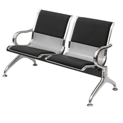 Longarina Estofada 2 Lugares Montreal Or Design 120 Cm (larg) Aço Cromado Com Braços Externos