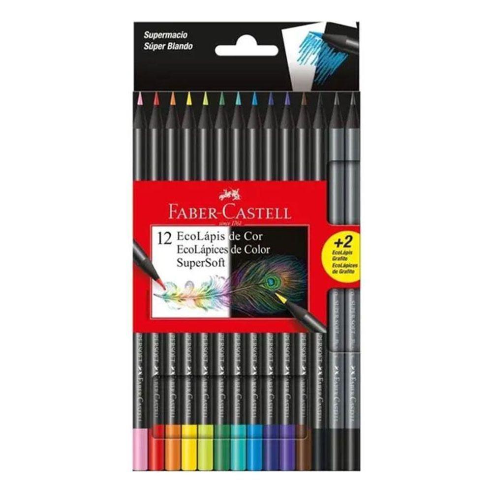Lápis De Cor Ecolápis Supersoft 120712 12 Cores Com 2 Lápis Grafite - Faber Castell - 1