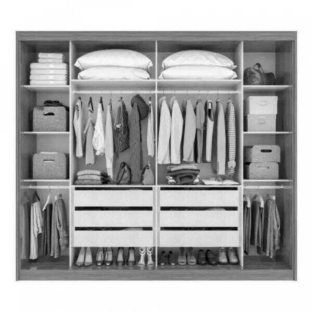 Guarda Roupa Casal Toronto Plus Branco Com Espelho 2 Portas E 6 Gavetas Lopas - 4