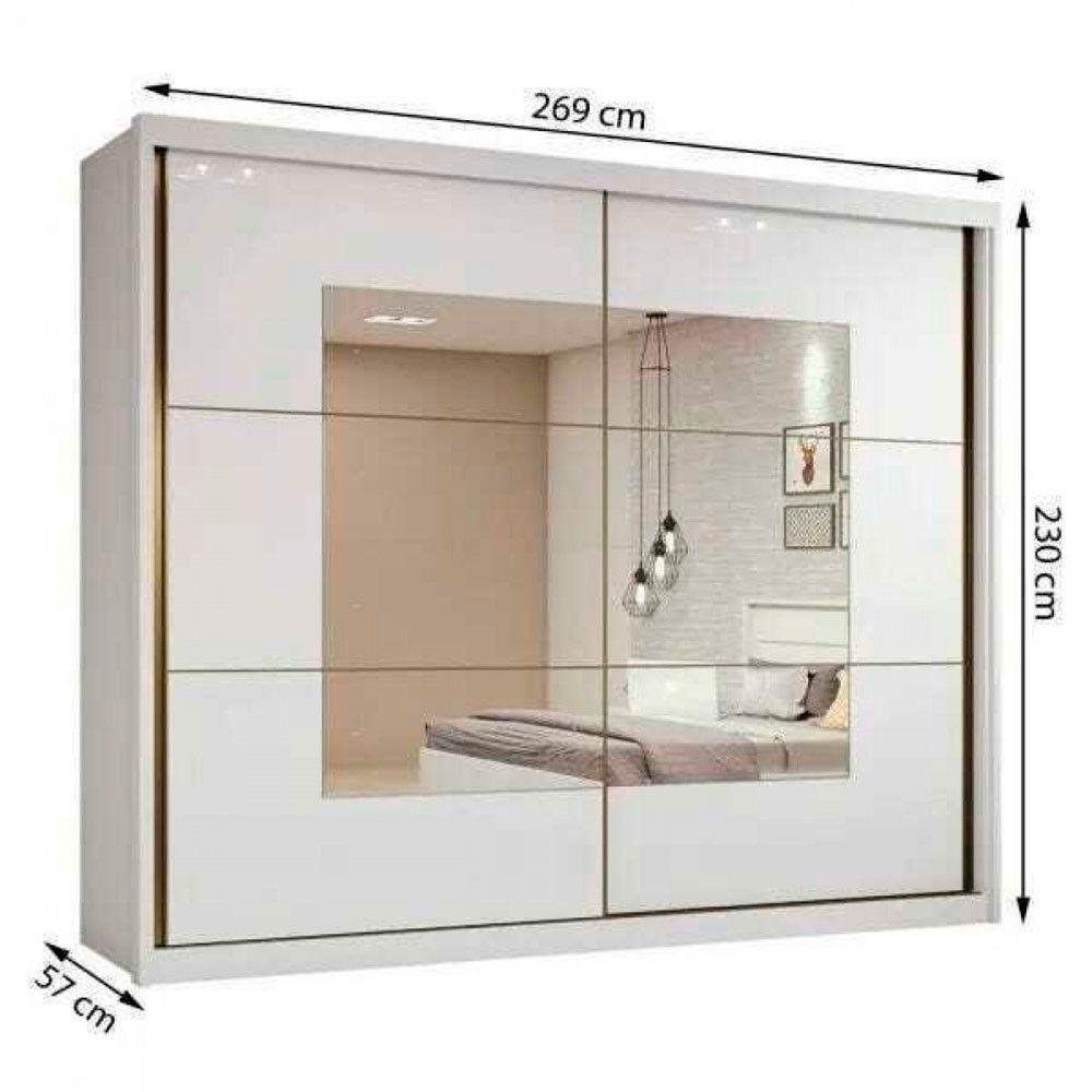 Guarda Roupa Casal Toronto Plus Branco Com Espelho 2 Portas E 6 Gavetas Lopas - 5