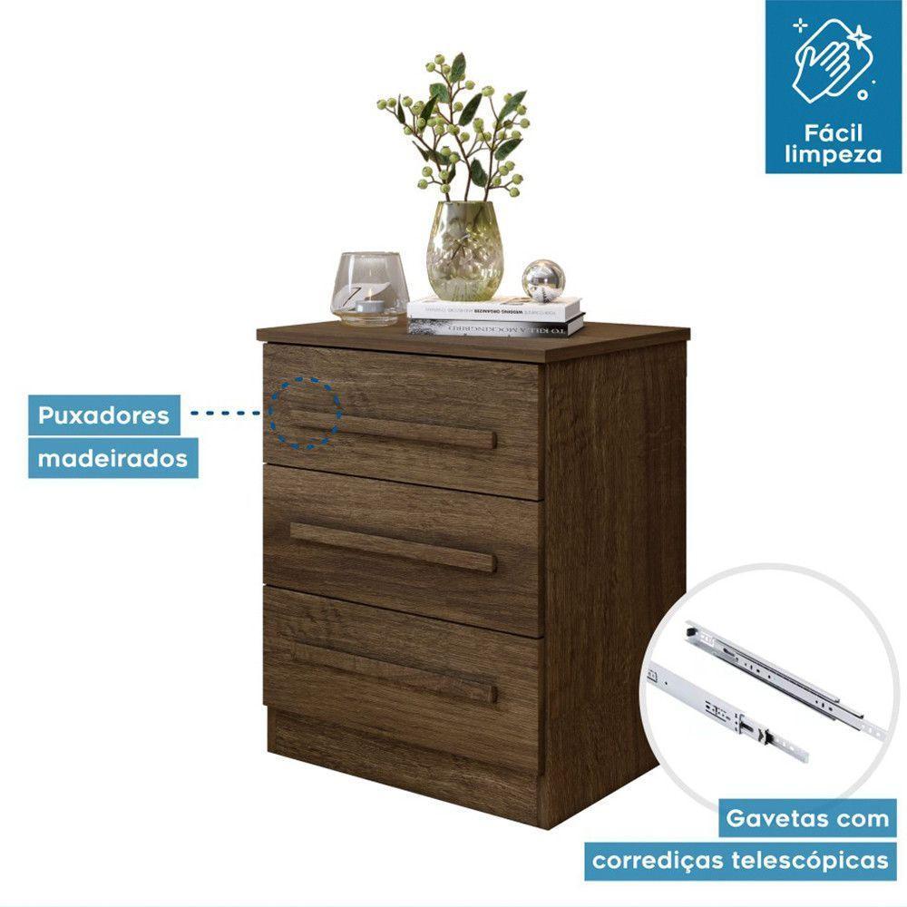 Mesa De Cabeceira Império Com Escala De Brilho Fosco Benetil Imbuia - 3