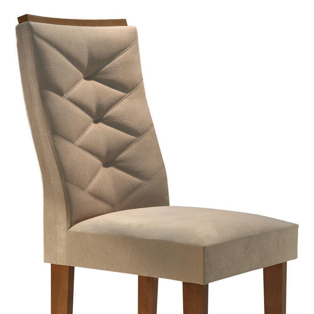 Conjunto 2 Cadeiras Germany Chocolate Suede Com Pena Bege Estofadas Cel Moveis - 3