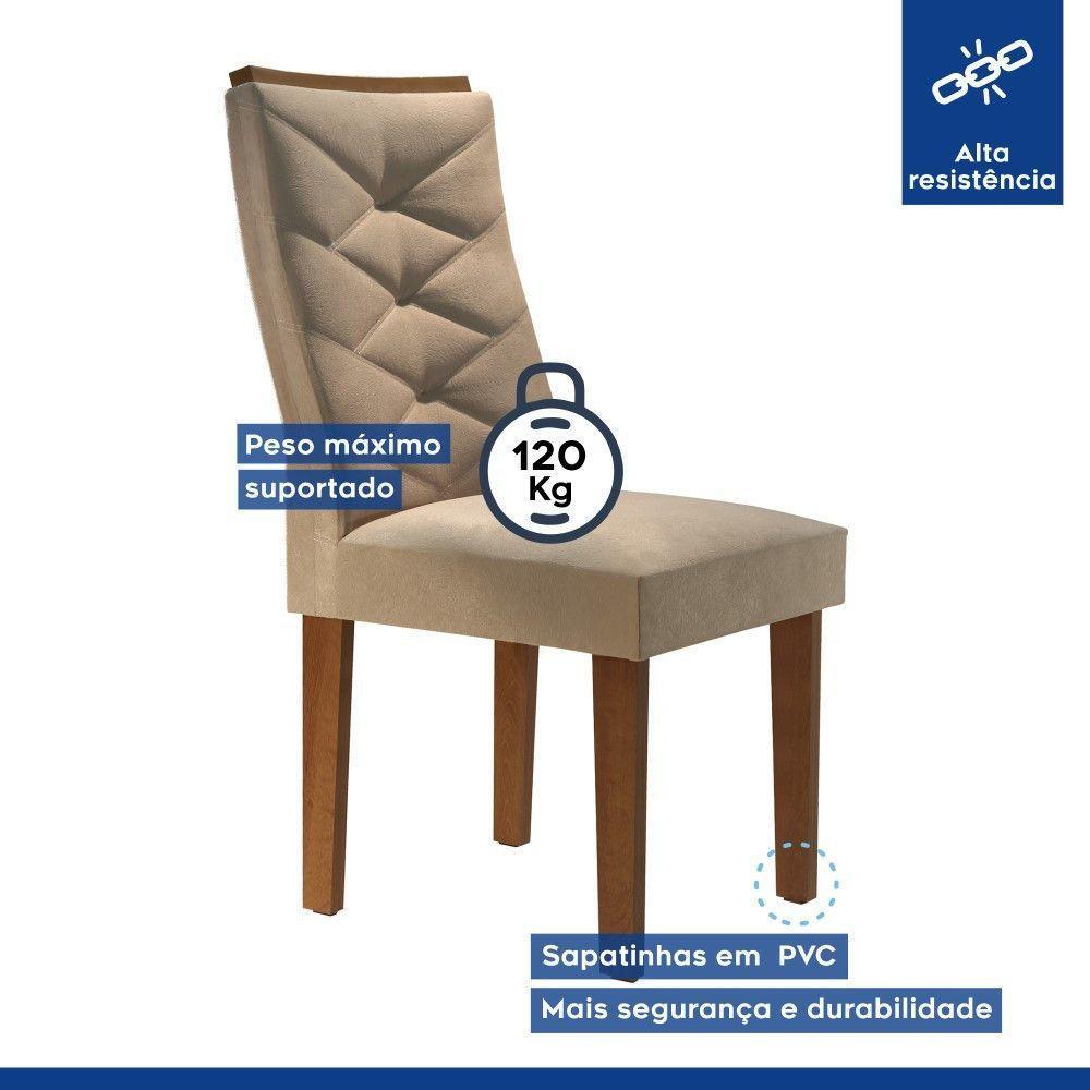 Conjunto 2 Cadeiras Germany Chocolate Suede Com Pena Bege Estofadas Cel Moveis - 5