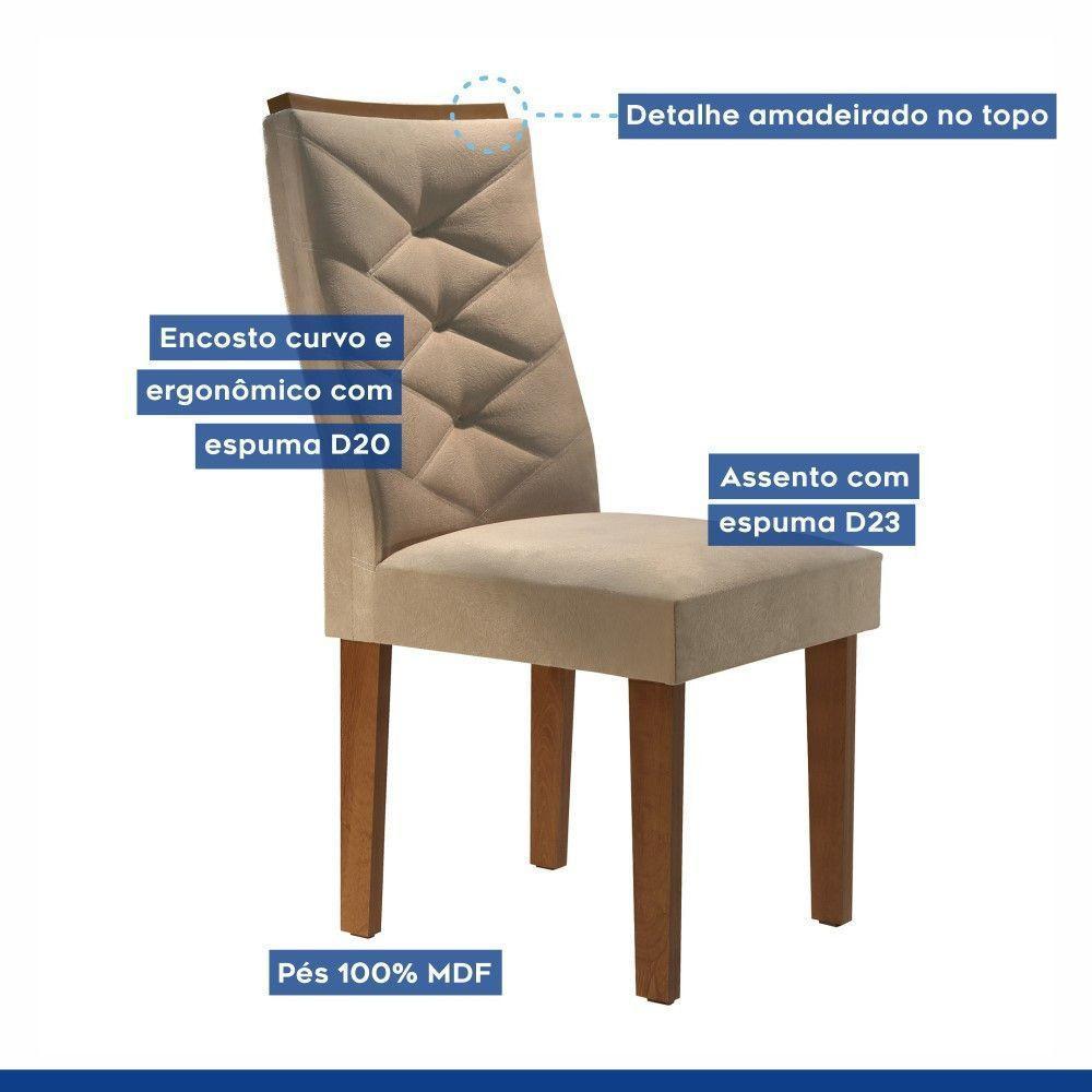 Conjunto 2 Cadeiras Germany Chocolate Suede Com Pena Bege Estofadas Cel Moveis - 6