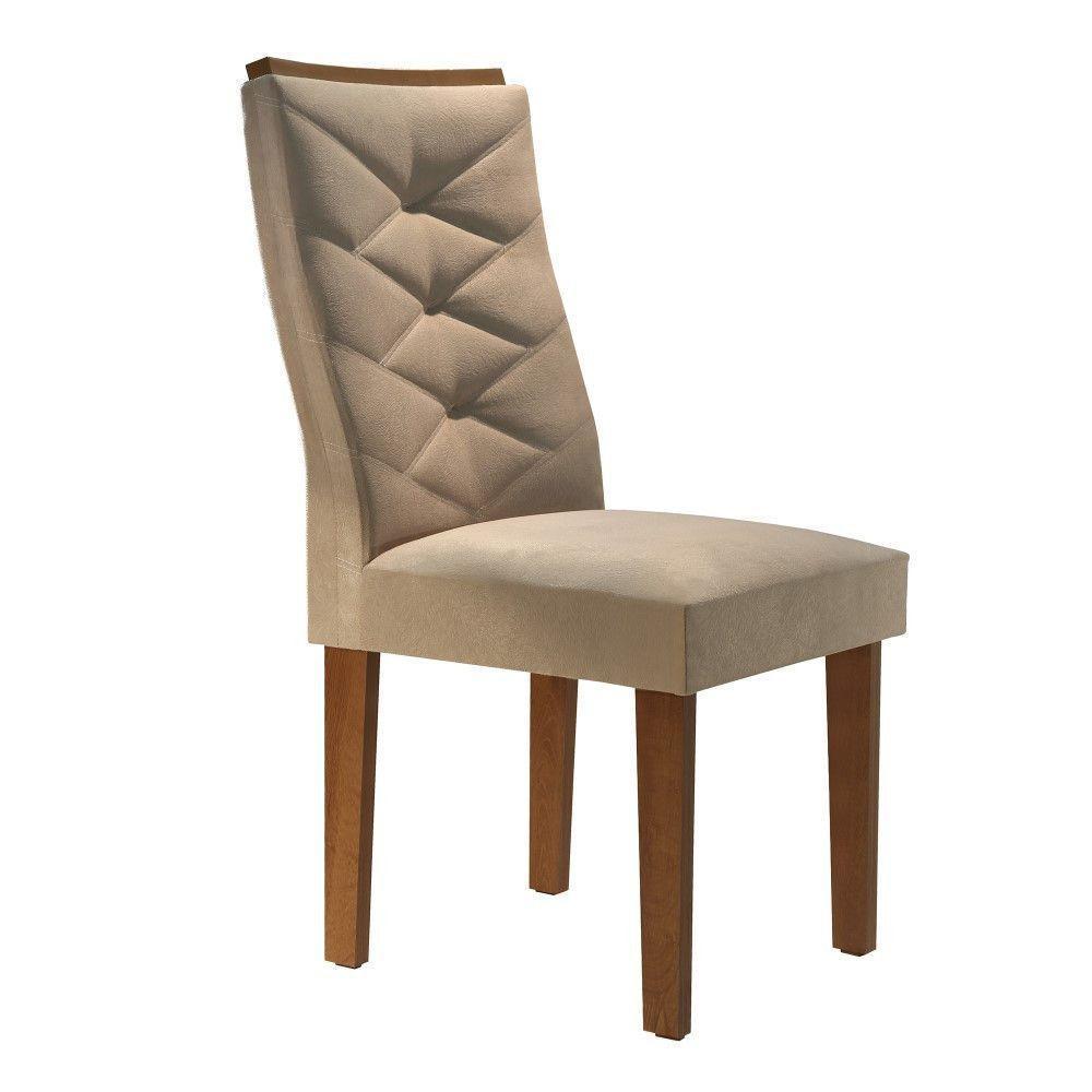 Conjunto 2 Cadeiras Germany Chocolate Suede Com Pena Bege Estofadas Cel Moveis - 7