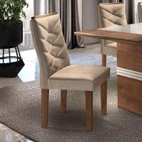 Conjunto 2 Cadeiras Germany Chocolate Suede Com Pena Bege Estofadas Cel Moveis - 2
