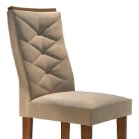 Conjunto 2 Cadeiras Germany Chocolate Suede Com Pena Bege Estofadas Cel Moveis - 3