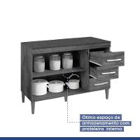 Balcão De Cozinha Virtus Com Tampo Branco 3 Gavetas 2 Portas Kaiki Móveis