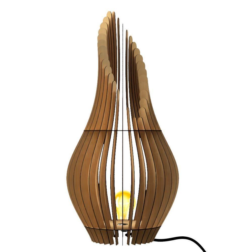 Abajur Grande De Chão Andromeda Mdf Luminária - MDF Cru - 1