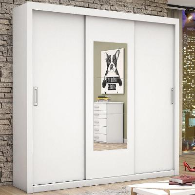 Guarda Roupa Guarda-roupa Bahia 3 Portas de Correr 4 Gavetas Branco MDP com Espelho
