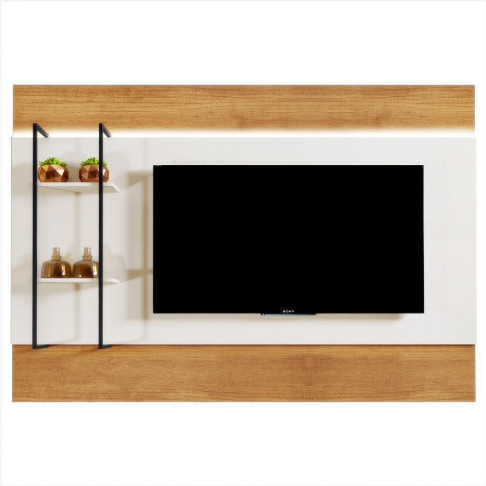 Painel Granada Para Tv 65 Polegadas Com Led Mavaular Naturalle Com Off White - 1
