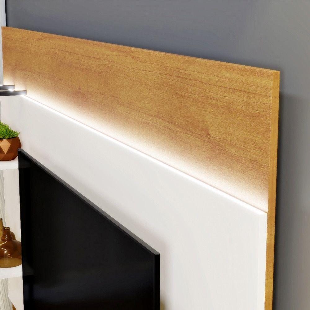 Painel Granada Para Tv 65 Polegadas Com Led Mavaular Naturalle Com Off White - 2