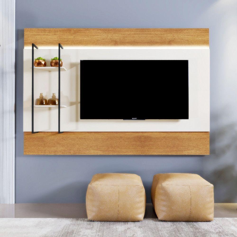 Painel Granada Para Tv 65 Polegadas Com Led Mavaular Naturalle Com Off White - 3