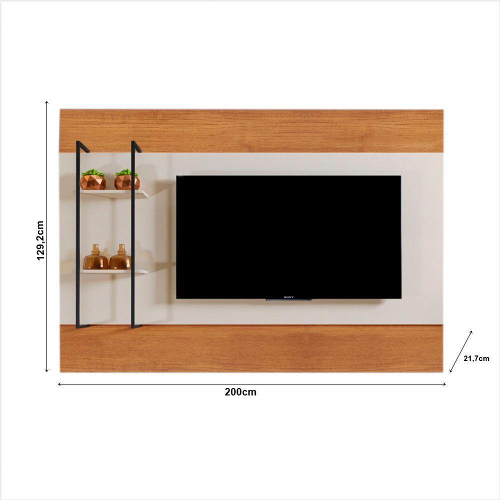 Painel Granada Para Tv 65 Polegadas Com Led Mavaular Naturalle Com Off White - 4