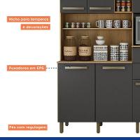 Armário Para Cozinha Monte Rey Cinamomo Com Grafite 7 Portas Valdemóveis Cinamomo Com Grafite - 5