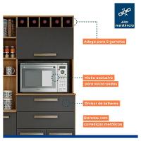 Armário Para Cozinha Monte Rey Cinamomo Com Grafite 7 Portas Valdemóveis Cinamomo Com Grafite - 7