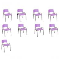 Kit 9 Cadeiras Infantil Iso, Escola, Base Cinza- Lilas - 1