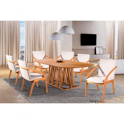 Sala De Jantar Moderna Madeira Maciça 6 Cadeiras 2,0x1,0m - Granada - Harmonia Salas