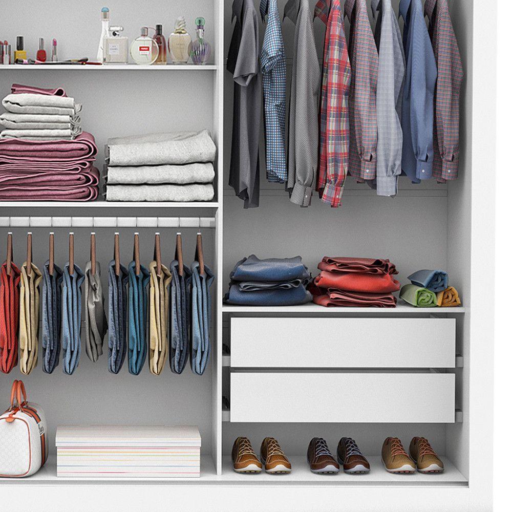 Guarda-roupa Clarice Com Espelho Branco Carioca Móveis Branco - 3