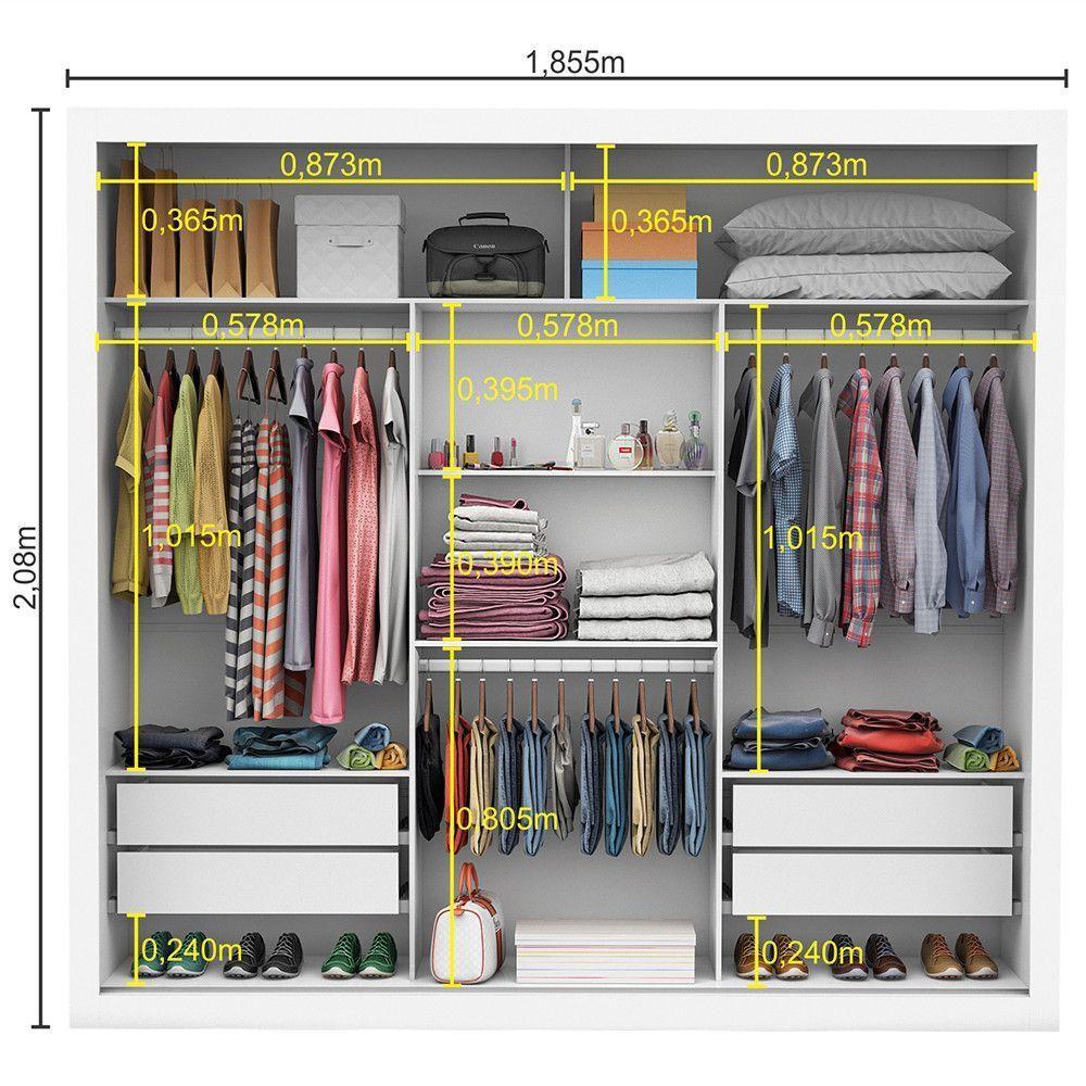Guarda-roupa Clarice Com Espelho Branco Carioca Móveis Branco - 4