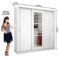 Guarda-roupa Clarice Com Espelho Branco Carioca Móveis Branco - 9