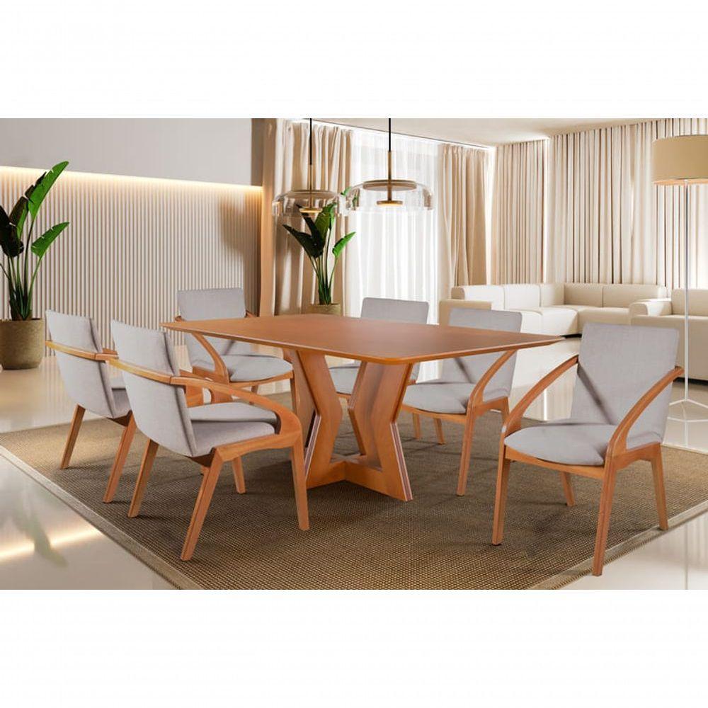 Sala De Jantar Moderna Laminada 6 Cadeiras 2,0x1,0m - Jade - Harmonia Salas - 1