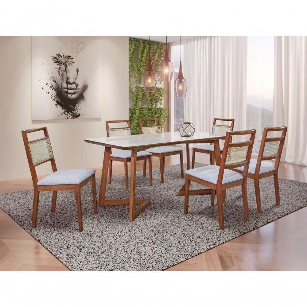 Sala De Jantar Madeira Maciça Com 6 Cadeiras 1,80x0,90 Metros - Luna - Art Salas - 1