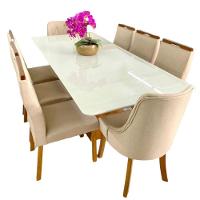 Conjunto De Jantar Com Vidro 8 Cadeiras Amsterdã Art Salas - 1