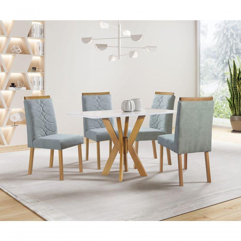 Sala De Jantar Com Vidro 4 Cadeiras 1,20 Andria Art Salas - 1