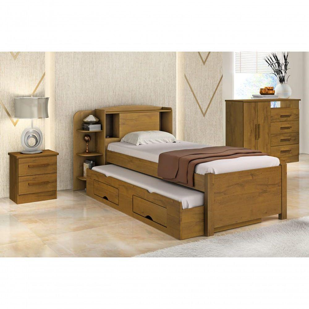 Cama Solteiro Com Cama Auxiliar - Milênio Plus-cinamomo - Móveis D'doro - 1
