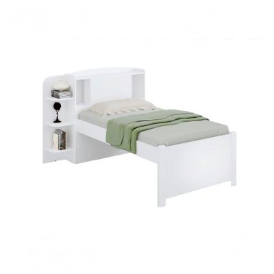 Cama Solteiro Com Cabeceira Baú - Milênio Plus-branco - Móveis D'doro