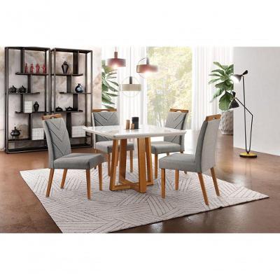Sala De Jantar Moderna Com 4 Cadeiras 1,20x0,90m - Hera - Requinte Salas