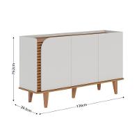 Kit Sala De Jantar Com Cristaleira 4 Portas E Buffet Aparador 3 Portas Off White Freijó Colibri - 2