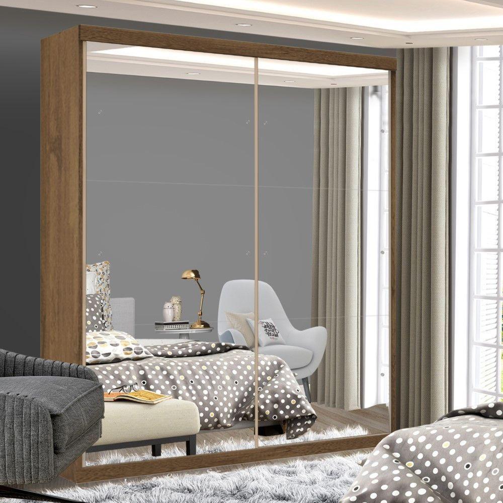 Guarda Roupa Solteiro Lila Freijó 2 Portas De Correr E 3 Espelhos Minastex - 1