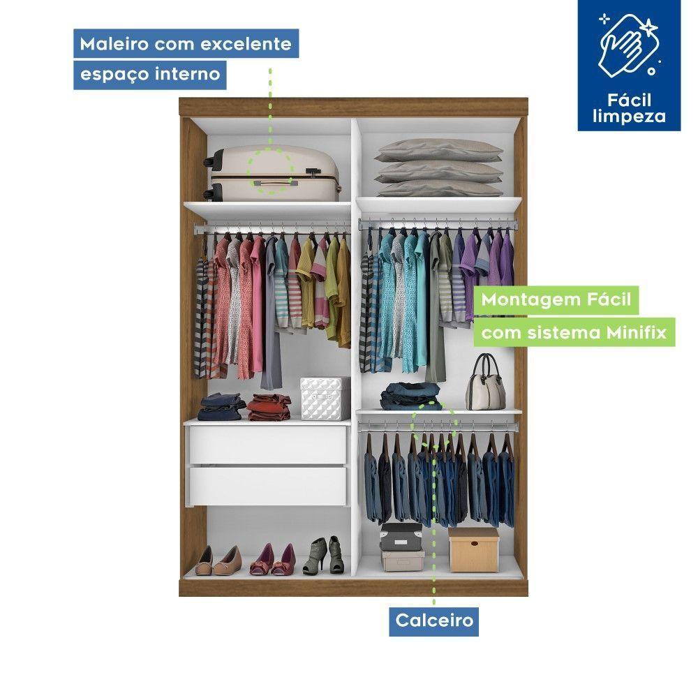 Guarda Roupa Solteiro Lila Freijó 2 Portas De Correr E 3 Espelhos Minastex - 7