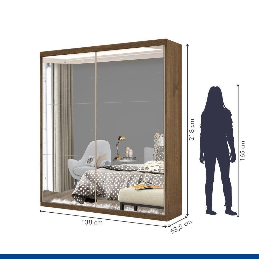 Guarda Roupa Solteiro Lila Freijó 2 Portas De Correr E 3 Espelhos Minastex - 9