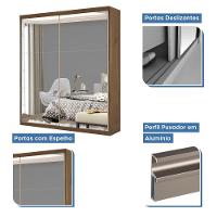 Guarda Roupa Solteiro Lila Freijó 2 Portas De Correr E 3 Espelhos Minastex