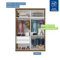 Guarda Roupa Solteiro Lila Freijó 2 Portas De Correr E 3 Espelhos Minastex - 7